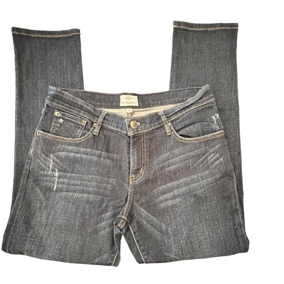Fossil Jeans Slim‎ Boyfriend Distressed Stretch Denim Blue Size 28 Mid Rise Dark - Picture 1 of 14